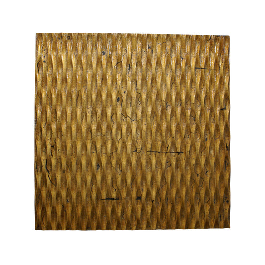 Modern Style Wooden Wall Decor with Patterned Carving, Large, Gold By Casagear Home