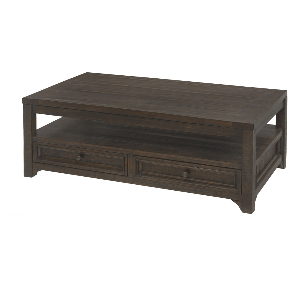 Rectangular Wooden Lift Top Coffee Table with 2 Drawers, Brown By Casagear Home