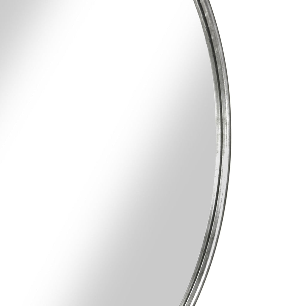 Contemporary Style Round Metal Framed Wall Mirror Large Antique Silver - BM205992 By Casagear Home BM205992