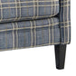 Fabric Upholstered Accent Chair with Checkered Details Blue and Brown By Casagear Home BM206105