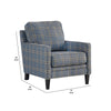 Fabric Upholstered Accent Chair with Checkered Details Blue and Brown By Casagear Home BM206105