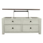 Cocktail Table With Spring Lift Top and Multiple Drawers Brown and White By Casagear Home BM206155