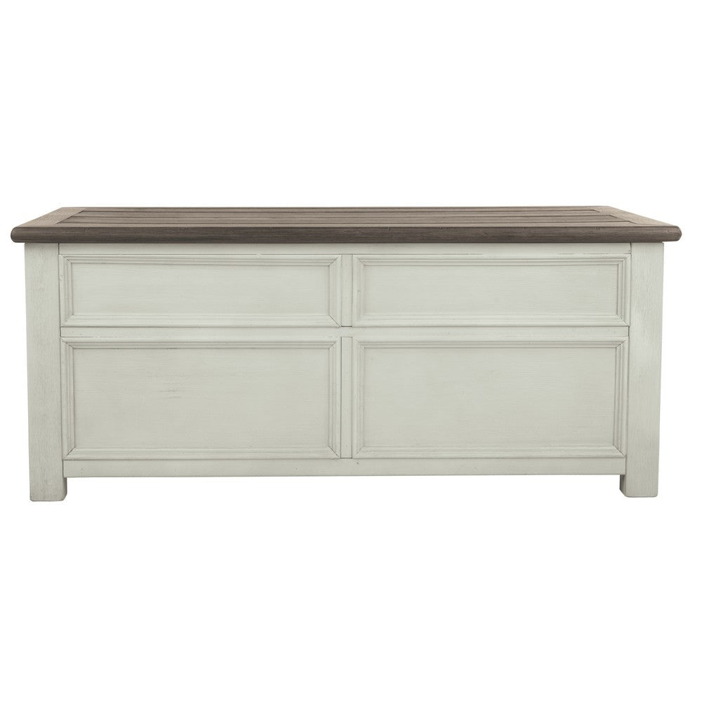 Cocktail Table With Spring Lift Top and Multiple Drawers Brown and White By Casagear Home BM206155