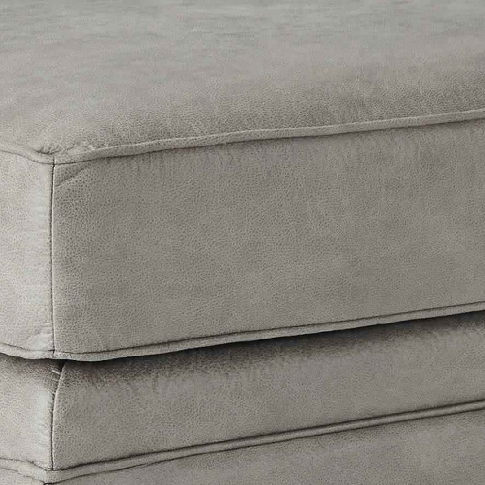 Leatherette Wooden Ottoman with Nailhead Trim Details Gray By Casagear Home BM206192