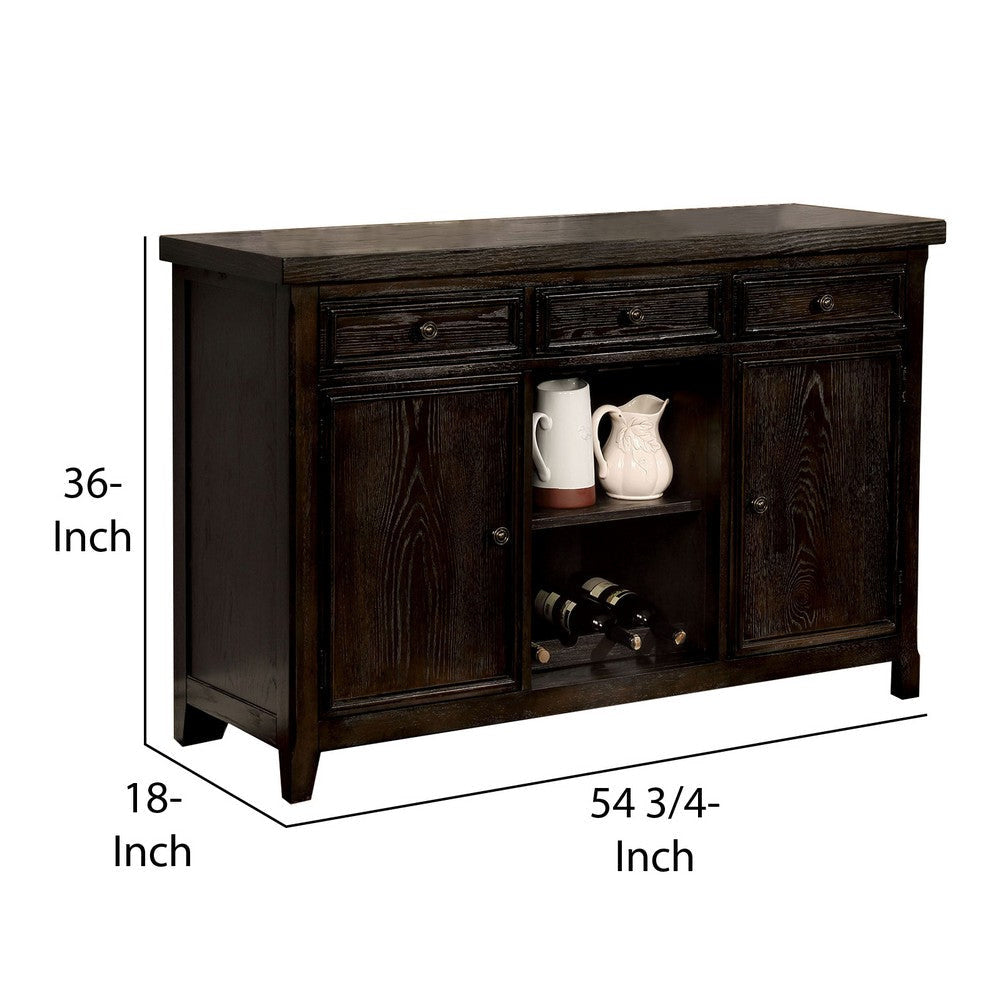 Transitional Style Wooden Server with 3 Spacious Drawers Brown By Casagear Home BM206209