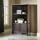 50" Corner Wooden Bookshelf with 2 Door Cabinet, Brown By Casagear Home