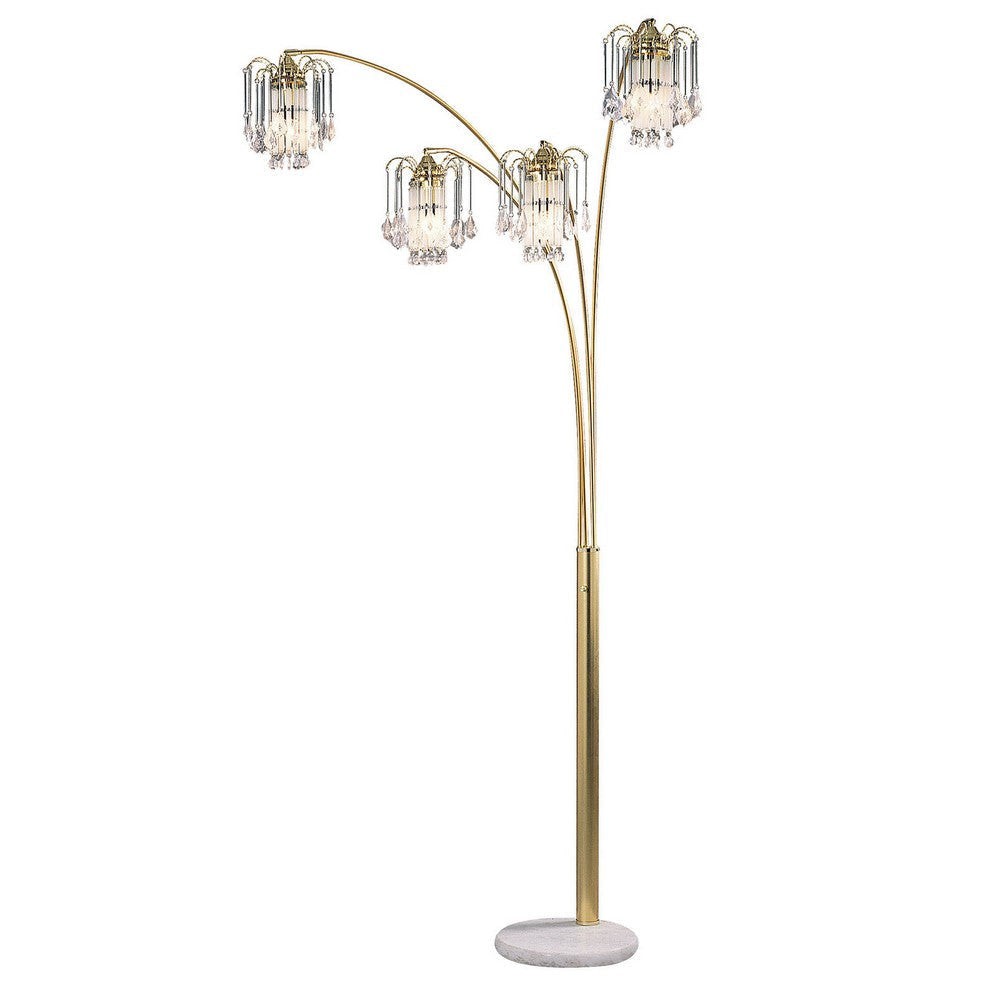 Modern Metal Arch Lamp with 4 Lights and Marble base, Gold By Casagear Home