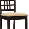 Geometric Wooden Dining Chair with Padded Seat Set of 2 Brown and Beige By Casagear Home BM206495