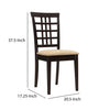 Geometric Wooden Dining Chair with Padded Seat Set of 2 Brown and Beige By Casagear Home BM206495