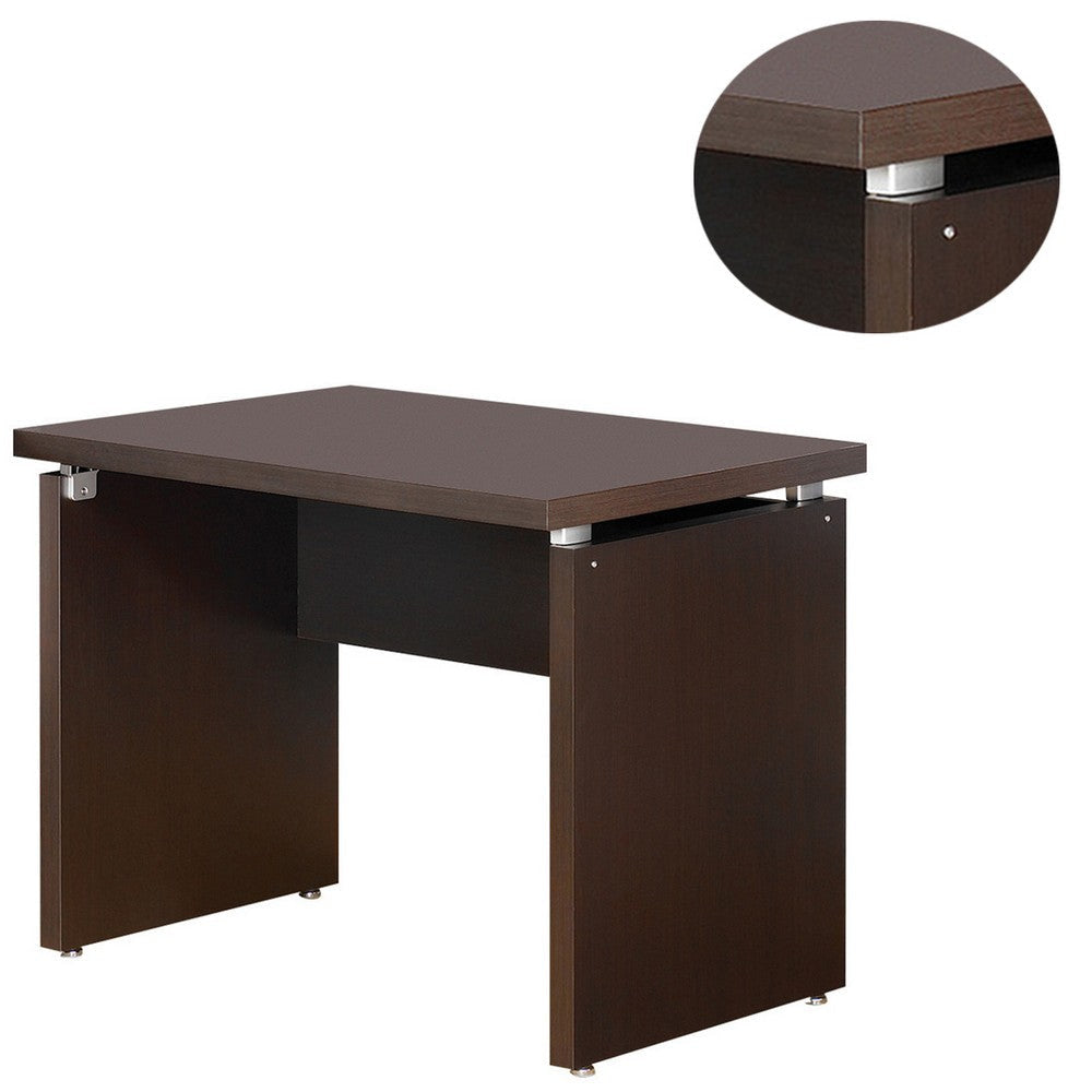 Transitional Style Wooden Desk Return with Wide Top Espresso Brown By Casagear Home BM206505