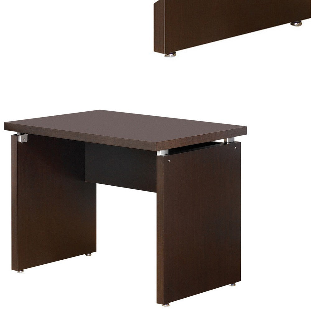 Transitional Style Wooden Desk Return with Wide Top Espresso Brown By Casagear Home BM206505