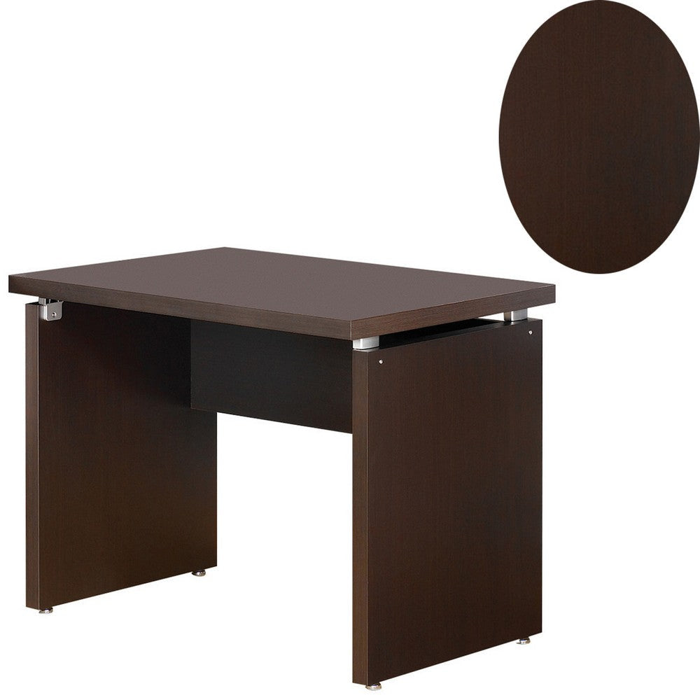 Transitional Style Wooden Desk Return with Wide Top Espresso Brown By Casagear Home BM206505