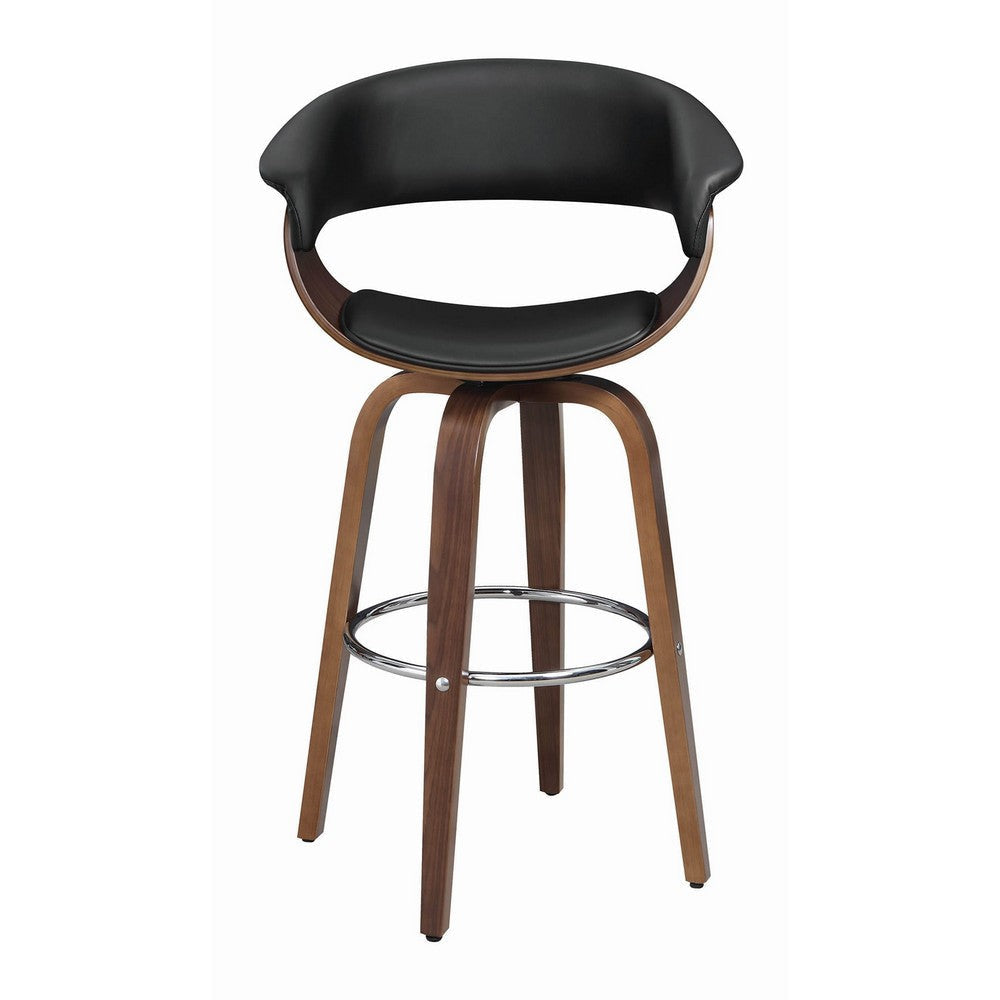 Leatherette Wooden Swivel Bar Stool with Spider Legs Brown and Black By Casagear Home BM206508