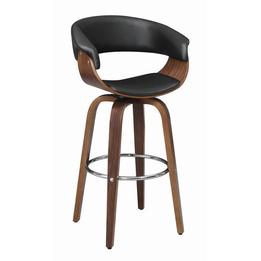 Leatherette Wooden Swivel Bar Stool with Spider Legs, Brown and Black By Casagear Home