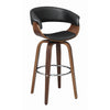 Leatherette Wooden Swivel Bar Stool with Spider Legs, Brown and Black By Casagear Home