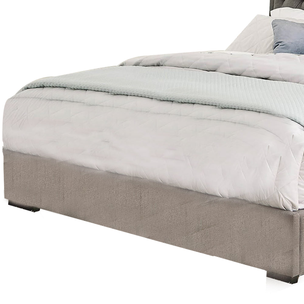 Fabric Upholstered California King Size Bed with Button Tufted Details Gray By Casagear Home BM206534