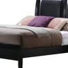 Wooden Eastern King Size Bed with Leather Upholstered Headboard Black By Casagear Home BM206589