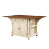 Wooden Kitchen Island with Two Drop Down Leaves, White and Brown By Casagear Home