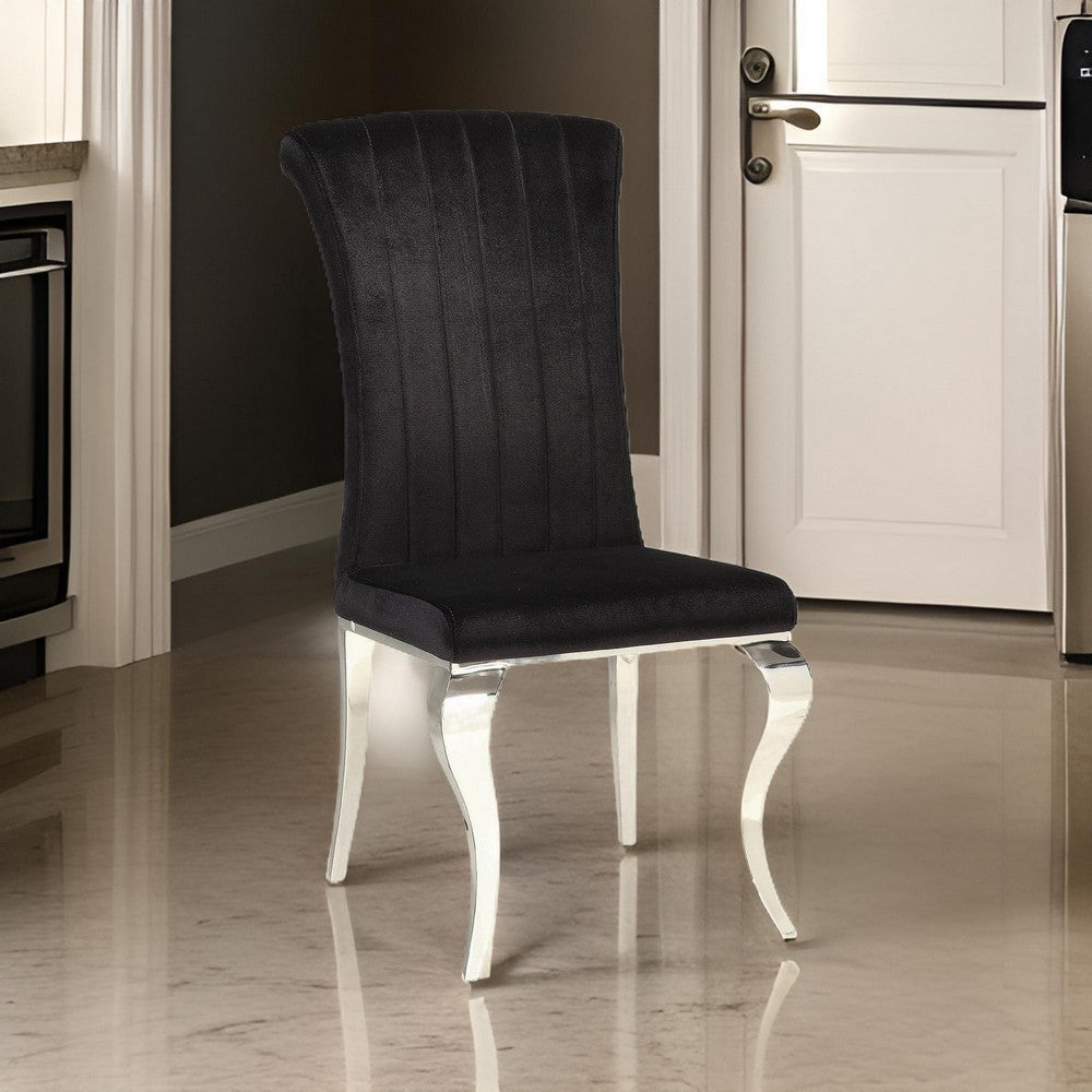 Metal Dining Chair with Cabriole Front Legs Set of 4 Black and Chrome By Casagear Home BM206606