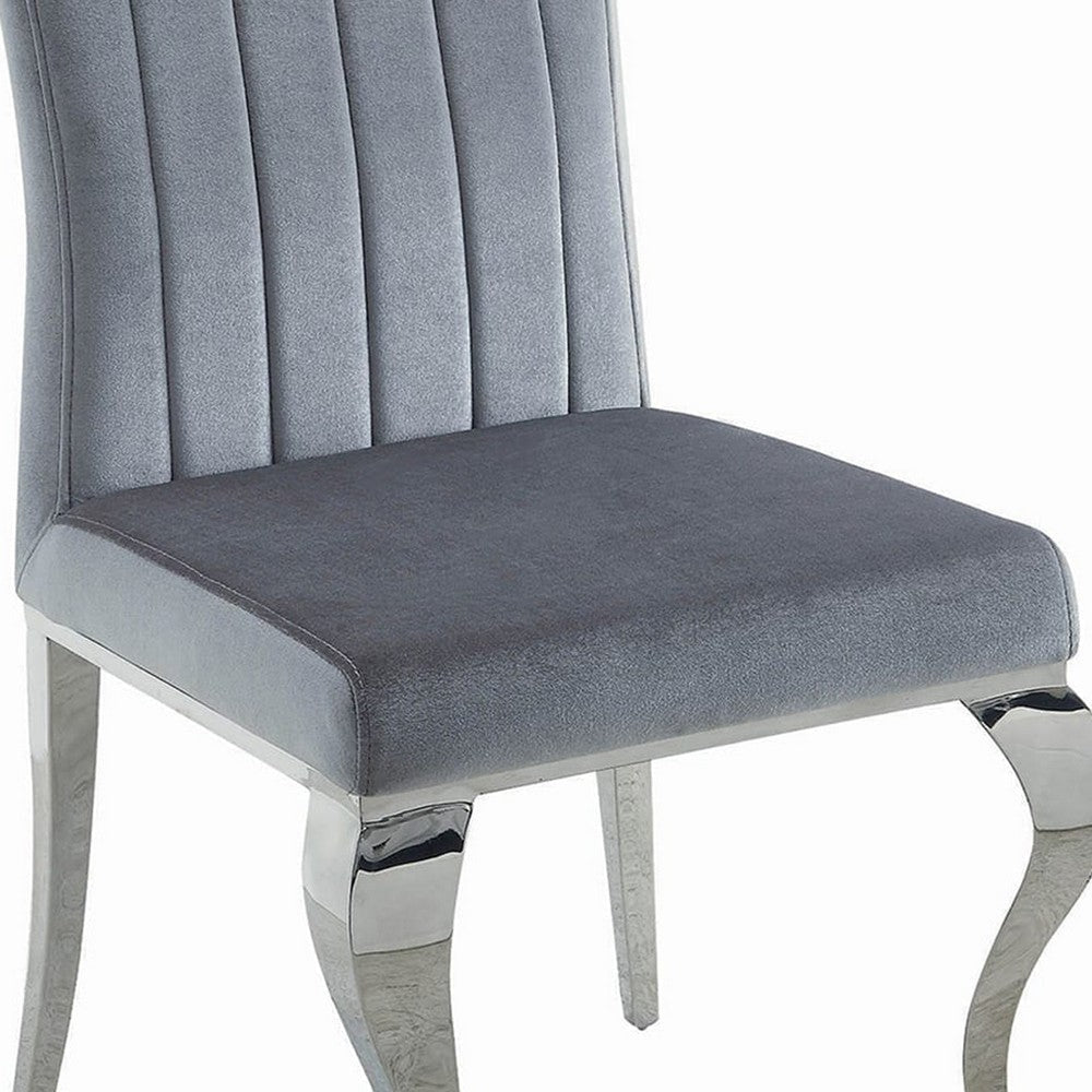 Metal Dining Chair with Cabriole Front Legs Set of 4 Gray and Chrome By Casagear Home BM206607