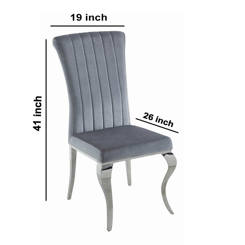 Metal Dining Chair with Cabriole Front Legs Set of 4 Gray and Chrome By Casagear Home BM206607