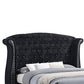 Wooden Eastern King Size Bed with Shelter Style Headboard Black By Casagear Home BM206608