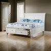 Wooden Full Size Bed with Sleigh Style Headboard and Two Drawers White By Casagear Home BM206615