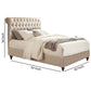 Wooden Eastern King Size Bed with Button Tufted Headboard Beige By Casagear Home BM206623