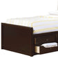 Wooden Twin Size Bed with Bookcase Headboard and Storage Unit Brown By Casagear Home BM206626