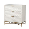 Honeycomb Design 3 Drawer Chest with Metal Legs, Small, White By Casagear Home