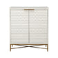 Honeycomb Design 2 Door Bar Cabinet with Metal Legs White By Casagear Home BM206689