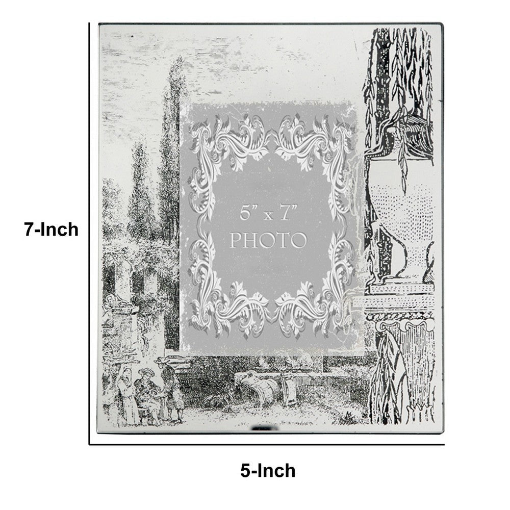 Modern Etched Wooden Photo Frames Large Set of 4 Silver By Casagear Home BM206706