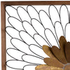 Metal Wall Decor with Wooden Frame and Leafy Flower Bronze By Casagear Home BM206722