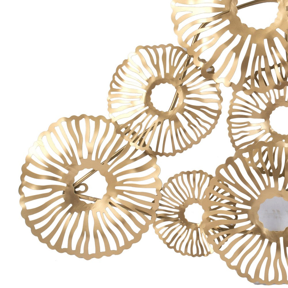 Contemporary Style Metal Wall Art with Coral Pattern Design Gold By Casagear Home BM206723