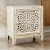 Carved Single Door Accent Cabinet, Antique White By Casagear Home