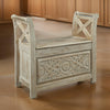 31" Carved Front Bench with Hinged Storage, Brown By Casagear Home