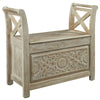 31’ Carved Front Bench with Hinged Storage Brown By Casagear Home BM207020