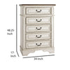 5 Drawer Wooden Chest with Bracket Legs Antique White By Casagear Home BM207025