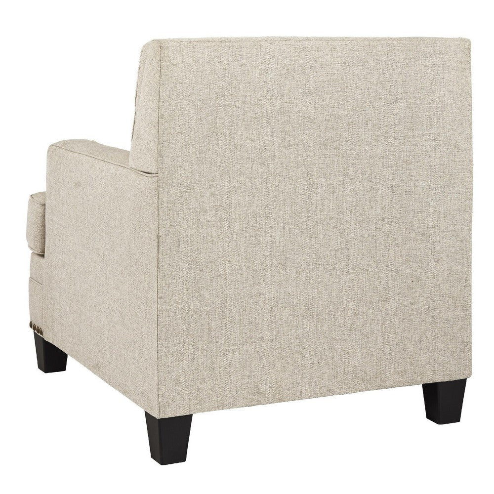 Fabric Upholstered Wooden Chair with Nailhead Trims Beige By Casagear Home BM207046