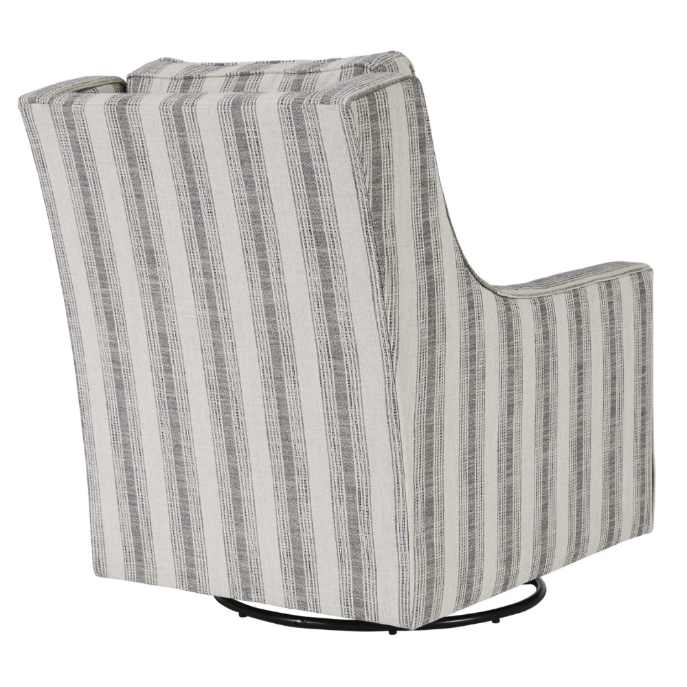 Gradient Stripes Fabric Wrapped Swivel Glider Accent Chair Gray and White By Casagear Home BM207063