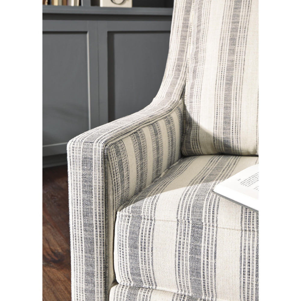 Gradient Stripes Fabric Wrapped Swivel Glider Accent Chair Gray and White By Casagear Home BM207063