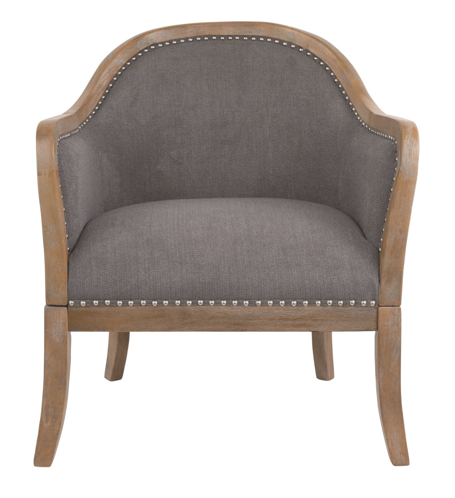 Upholstered Curved Back Accent Chair with Nailheads Brown By Casagear Home BM207165