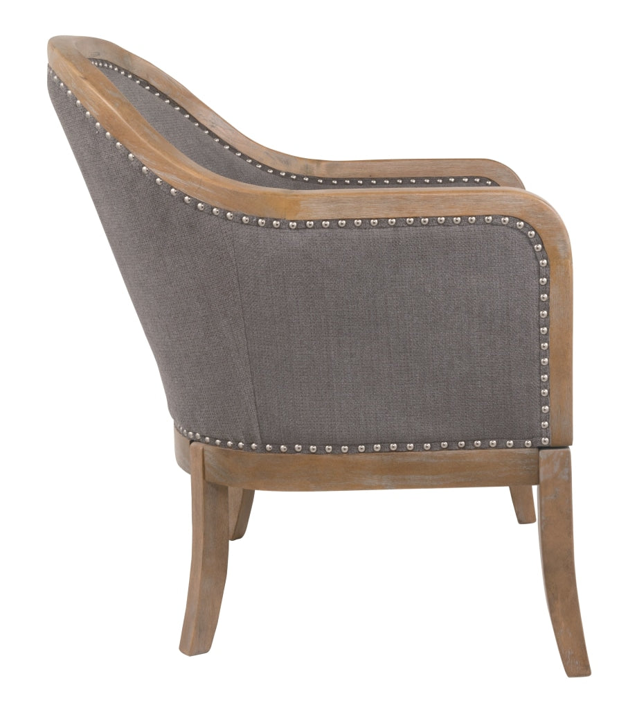 Upholstered Curved Back Accent Chair with Nailheads Brown By Casagear Home BM207165