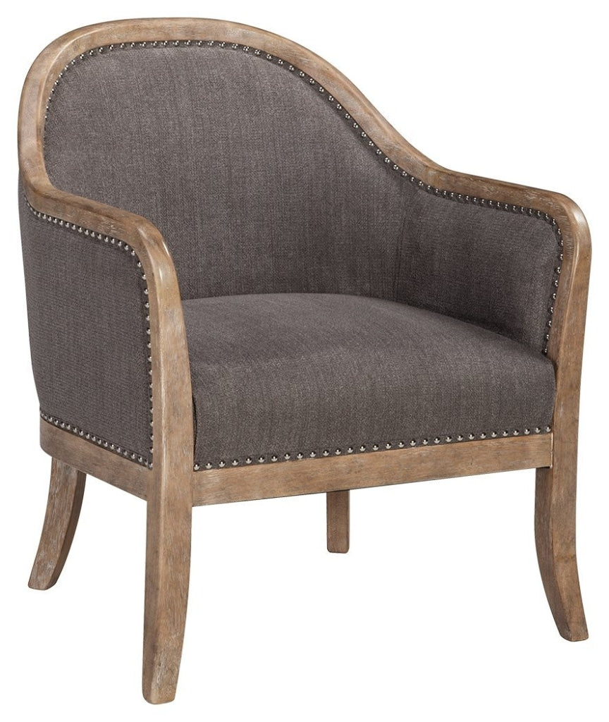 Upholstered Curved Back Accent Chair with Nailheads Brown By Casagear Home BM207165