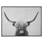 48’’ X 36’’ Wood Frame Highland Cow Wall Art Black and White By Casagear Home BM207178