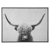 48’’ X 36’’ Wood Frame Highland Cow Wall Art Black and White By Casagear Home BM207178