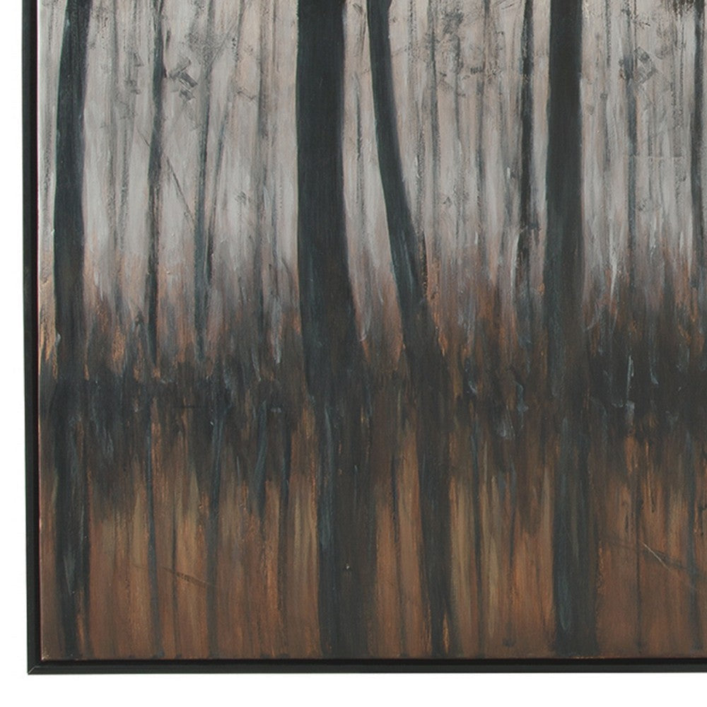 Wood and Canvas Forest Wall Art Black Orange and Silver By Casagear Home BM207182