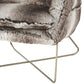 Faux Fur Upholstered Accent Chair with X Style Metal Base Brown and Silver By Casagear Home BM207215