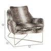 Faux Fur Upholstered Accent Chair with X Style Metal Base Brown and Silver By Casagear Home BM207215