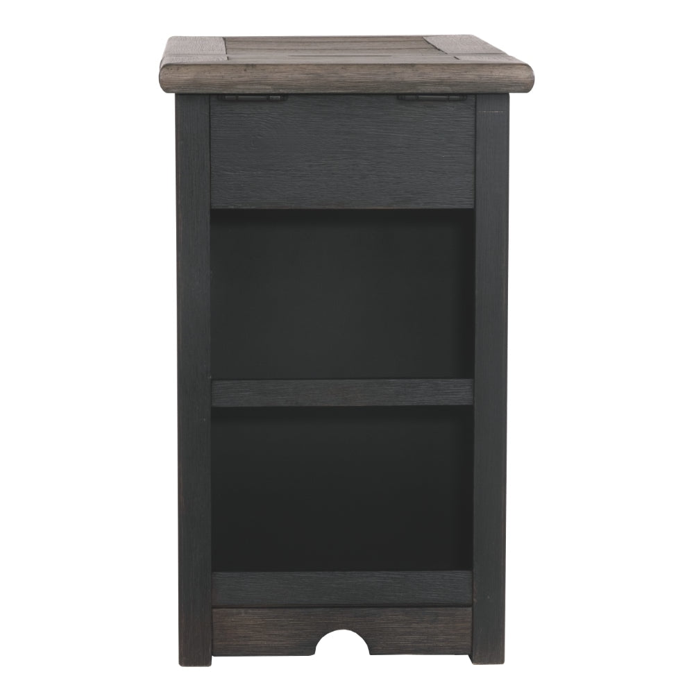 1 Door Cabinet End Table with 2 USB Ports Brown By Casagear Home BM207217